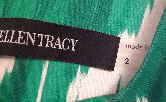 Ellen Tracy Green White stroke dress Sz 2 NWOT - Picture 8 of 8